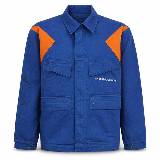 Front view of e-distribuzione Men's Blue Workwear Cotton Jacket, size 46, Regular