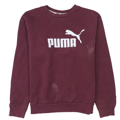 Puma Womens Burgundy Crew Neck Pullover Sweatshirt XS