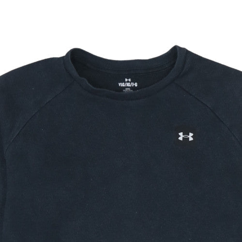 Under Armour Boys Black Fleece Pullover Sweatshirt Size 158 Crew Neck