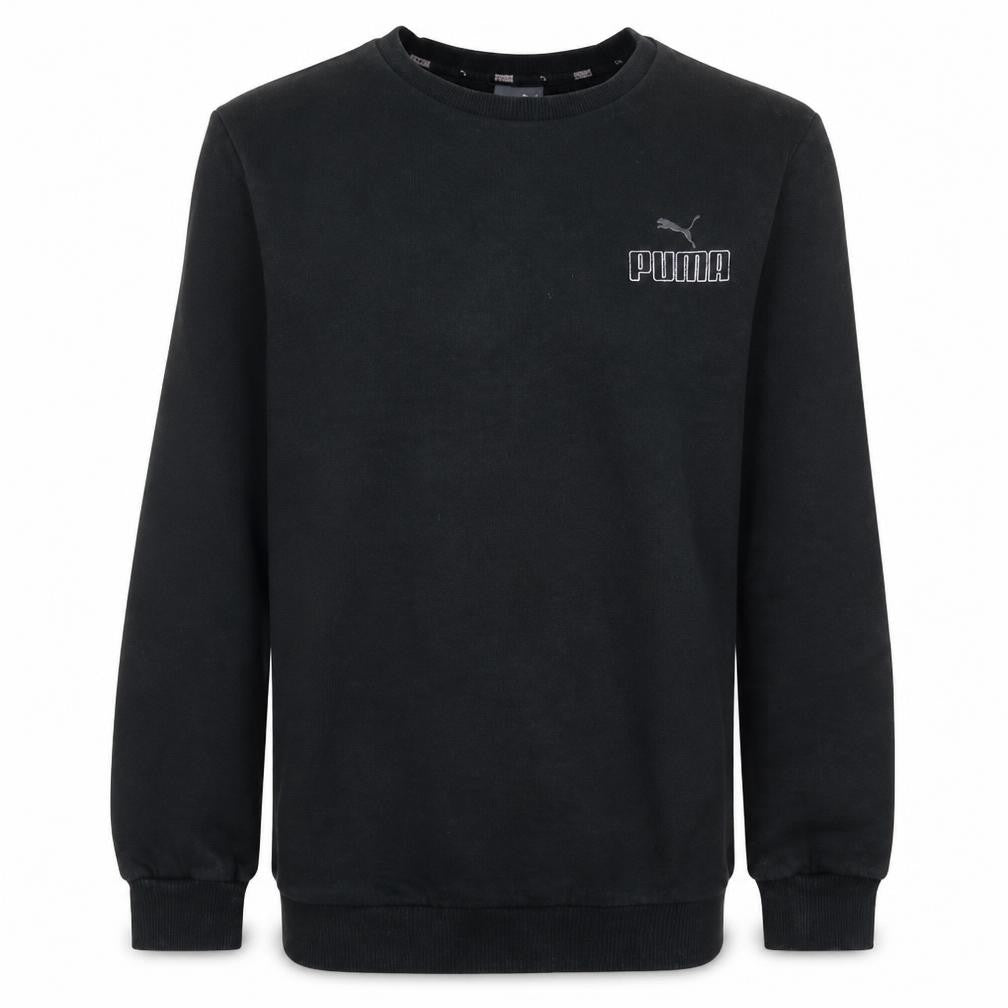 Front view of Puma Men’s Black Crew Neck Pullover Sweatshirt, size S