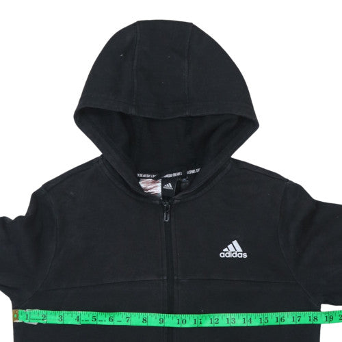Adidas Teens Black Full Zip Hoodie 14 Slim Lined Sportswear