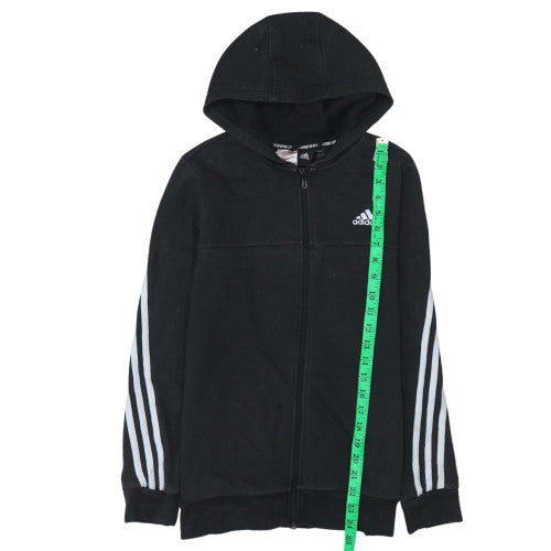 Adidas Teens Black Full Zip Hoodie 14 Slim Lined Sportswear