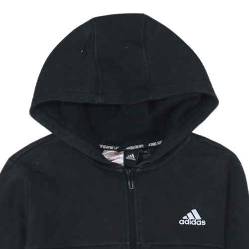 Adidas Teens Black Full Zip Hoodie 14 Slim Lined Sportswear