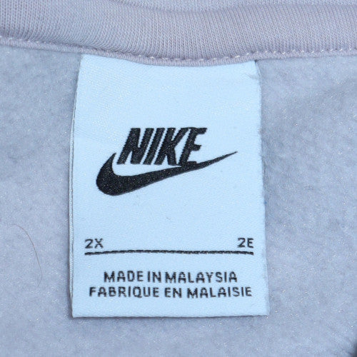 Nike Women Lilac Full Zip Hoodie 2XL Cotton Blend Logo Casual