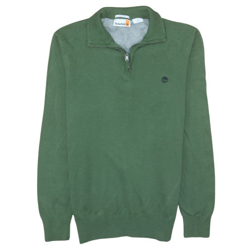 Timberland Men's Green Cotton 1/2 Zip Jumper M Regular Fit