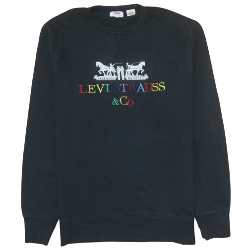 Levi's Men Black Embroidered Logo Crew Neck Sweatshirt M