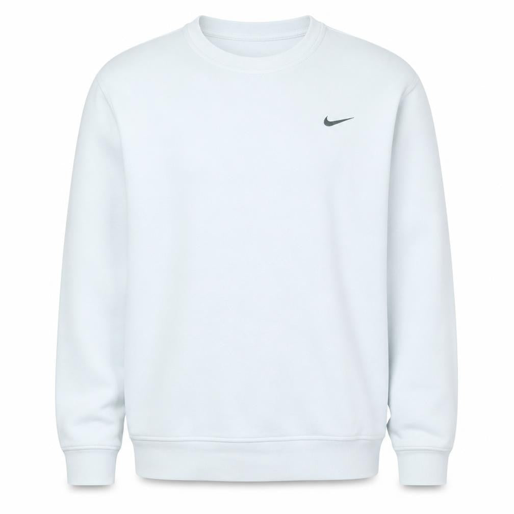 Front view of Nike Men's White Crew Neck Pullover Sweatshirt L