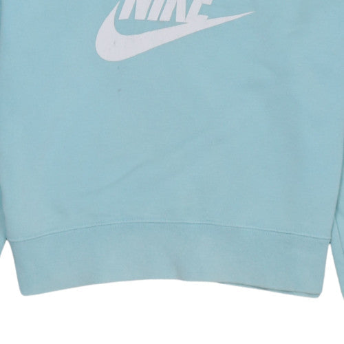 Nike Girls Blue Pullover Hoodie Large Cotton Blend Sweatshirt