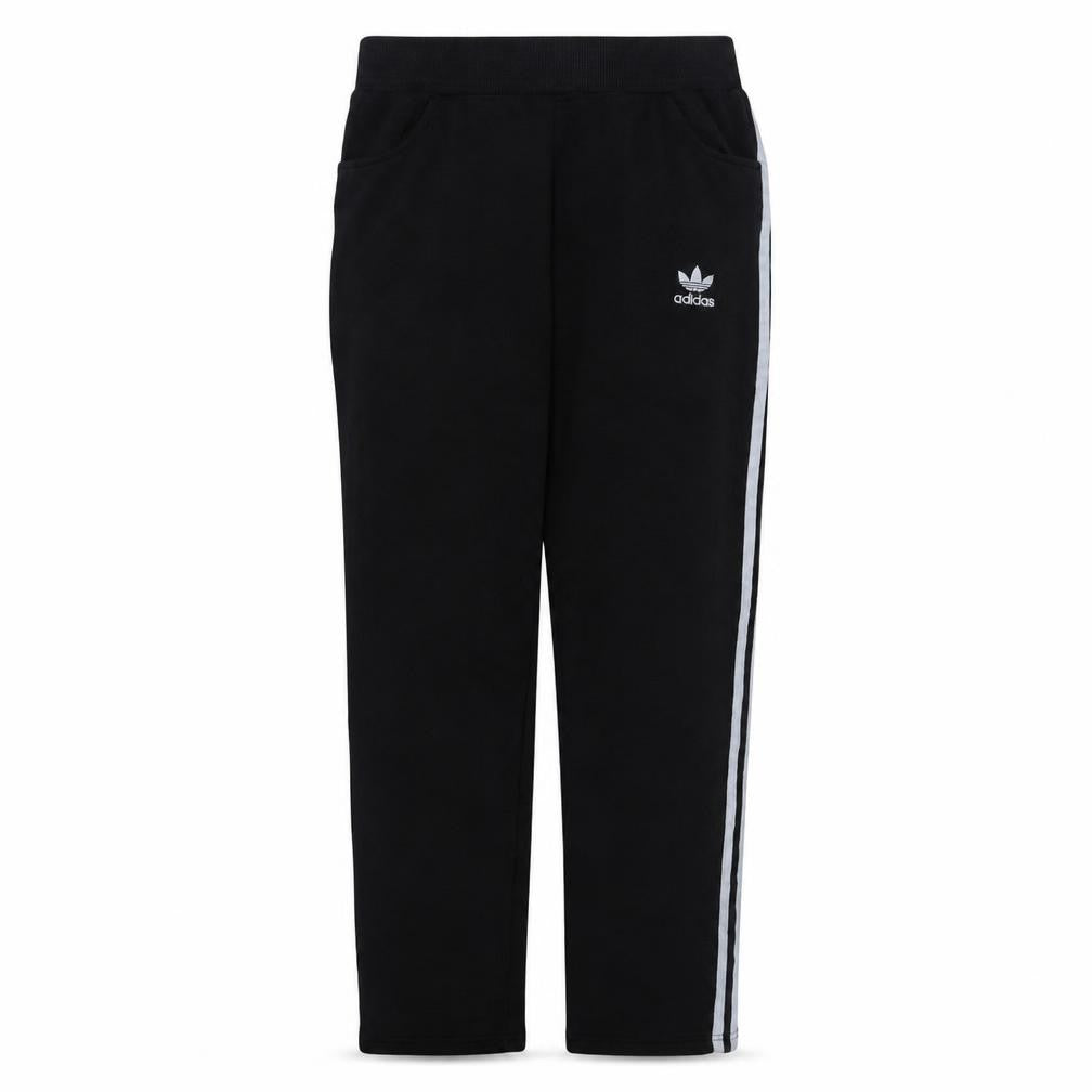 Front view of Adidas Women Black XL Jogger Sweatpants with Stripes
