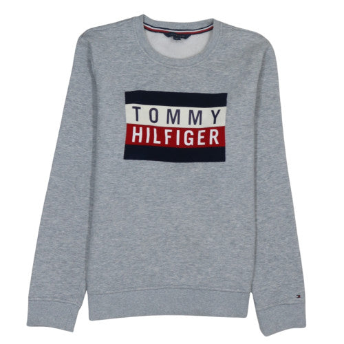 Tommy Hilfiger Men's Grey Logo Crew Neck Pullover Sweatshirt M
