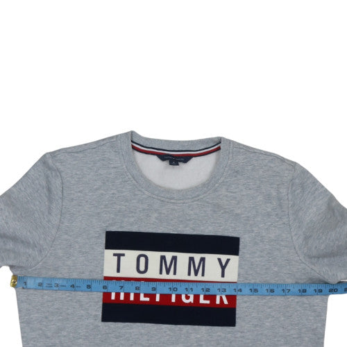 Tommy Hilfiger Men's Grey Logo Crew Neck Pullover Sweatshirt M