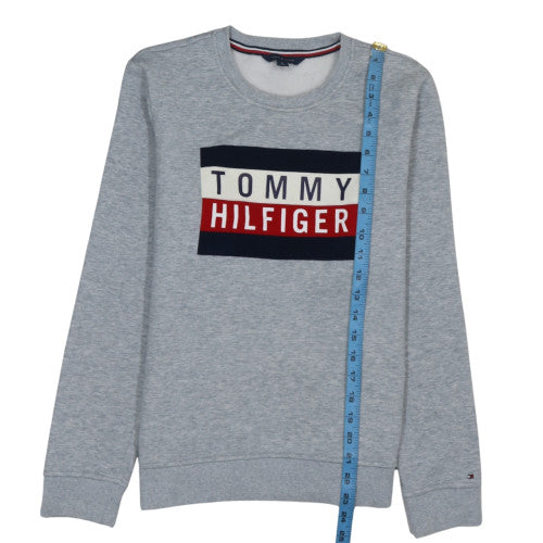 Tommy Hilfiger Men's Grey Logo Crew Neck Pullover Sweatshirt M