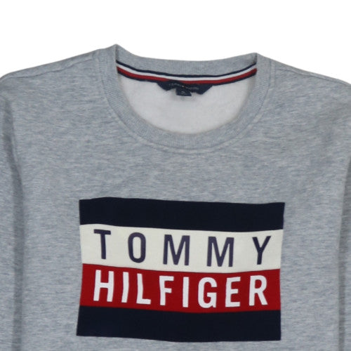 Tommy Hilfiger Men's Grey Logo Crew Neck Pullover Sweatshirt M