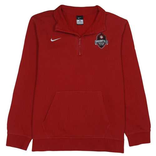 Nike Men's Red 1/4 Zip Sweatshirt L Embroidered Broomfield Soccer Club