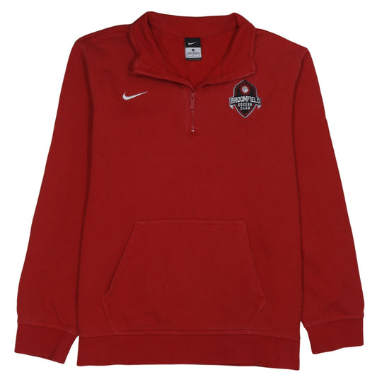 Nike Men's Red 1/4 Zip Sweatshirt L Embroidered Broomfield Soccer Club
