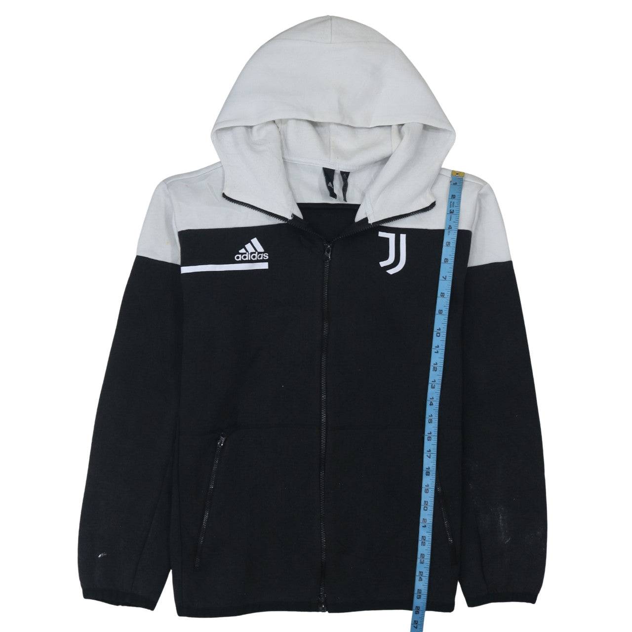 Adidas Men's Black Full Zip Hoodie L Juventus Logo Fleece Sportswear