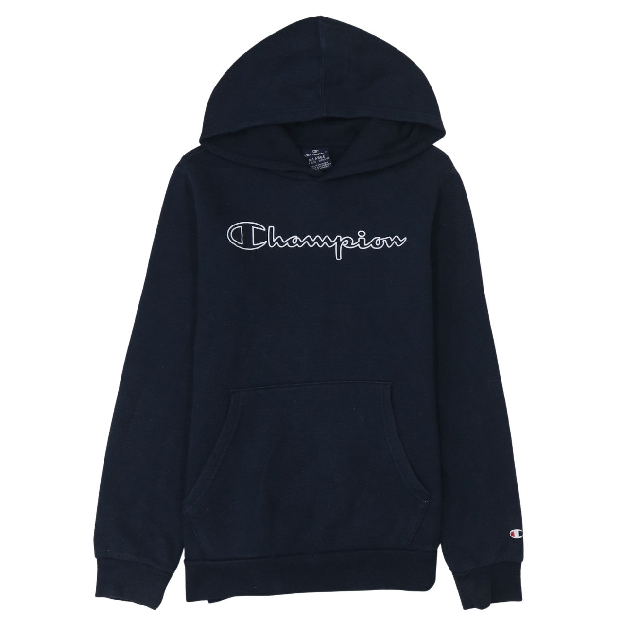 Champion Boys Black Pullover Hoodie XL 13-14 Years Fleece Logo Sweatshirt