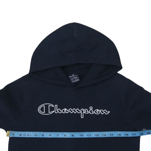 Champion Boys Black Pullover Hoodie XL 13-14 Years Fleece Logo Sweatshirt