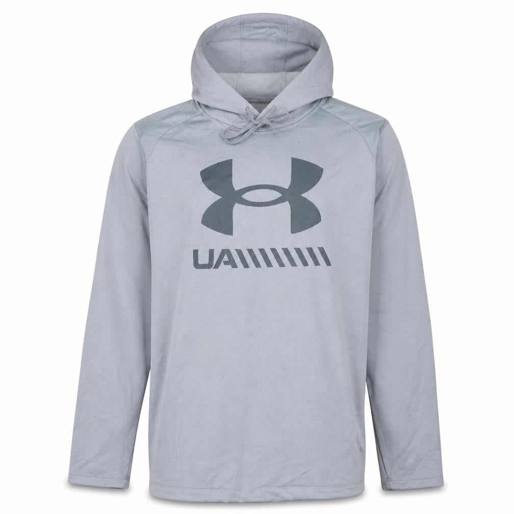 Front view of Under Armour Men's Grey XL Pullover Hoodie ColdGear Sportswear
