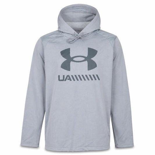 Front view of Under Armour Men's Grey XL Pullover Hoodie ColdGear Sportswear