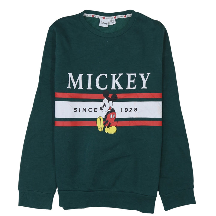 Disney Women Green Mickey Mouse Crew Neck Sweatshirt UK 10/12
