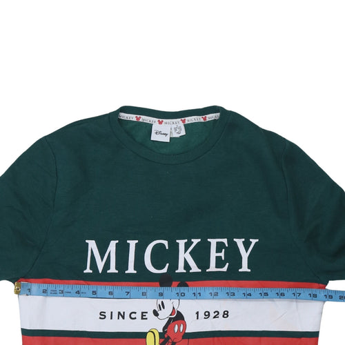 Disney Women Green Mickey Mouse Crew Neck Sweatshirt UK 10/12