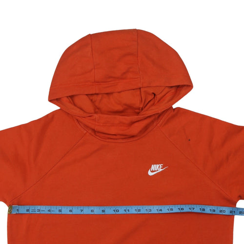 Nike Men's Orange Pullover Hoodie M Sports Logo Sweatshirt