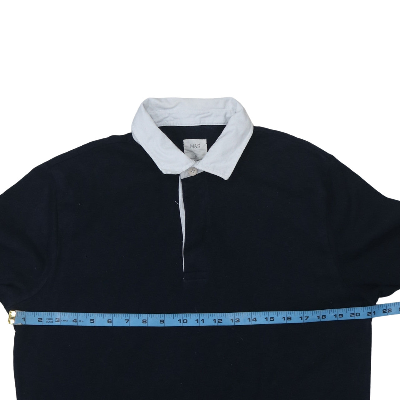 Marks and Spencer Men's Dark Navy Long Sleeve Polo Shirt M