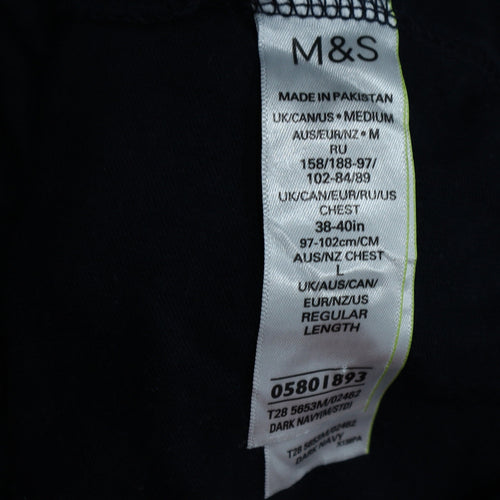 Marks and Spencer Men's Dark Navy Long Sleeve Polo Shirt M