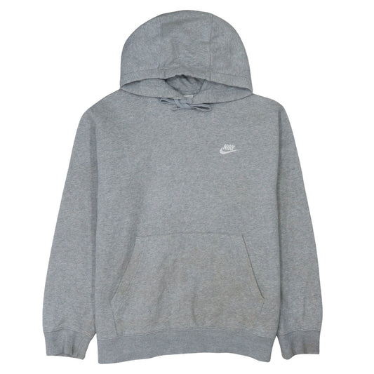 Nike Men's Grey Pullover Hoodie L Logo Fleece Cotton Blend