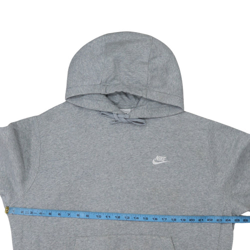 Nike Men's Grey Pullover Hoodie L Logo Fleece Cotton Blend
