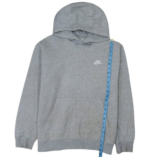 Nike Men's Grey Pullover Hoodie L Logo Fleece Cotton Blend