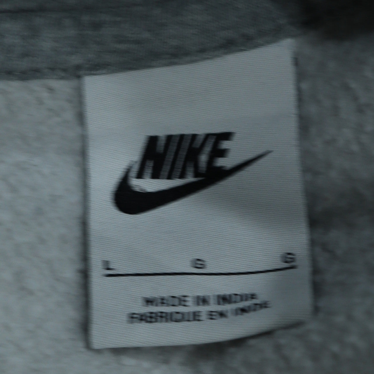 Nike Men's Grey Pullover Hoodie L Logo Fleece Cotton Blend