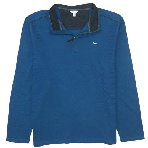 Calvin Klein Men's Blue XL 1/4 Zip Henley Sweatshirt