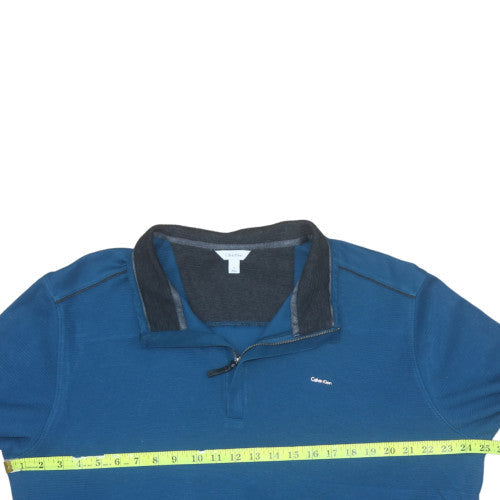 Calvin Klein Men's Blue XL 1/4 Zip Henley Sweatshirt