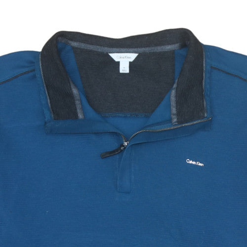Calvin Klein Men's Blue XL 1/4 Zip Henley Sweatshirt