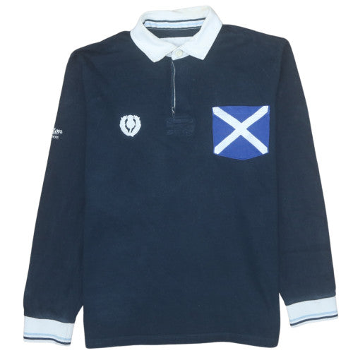 Cotton Traders Mens Blue Long Sleeve Rugby Polo Shirt Size M