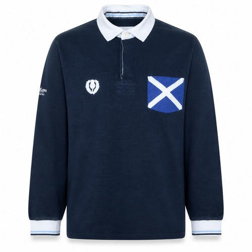 Cotton Traders Mens Blue Long Sleeve Rugby Polo Shirt Size M