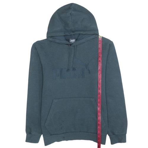 Puma Men's Blue Pullover Hoodie Small Fleece Logo Sweatshirt