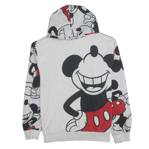Disney 100 George Womens White Mickey Mouse Hoodie XL Pullover Fleece