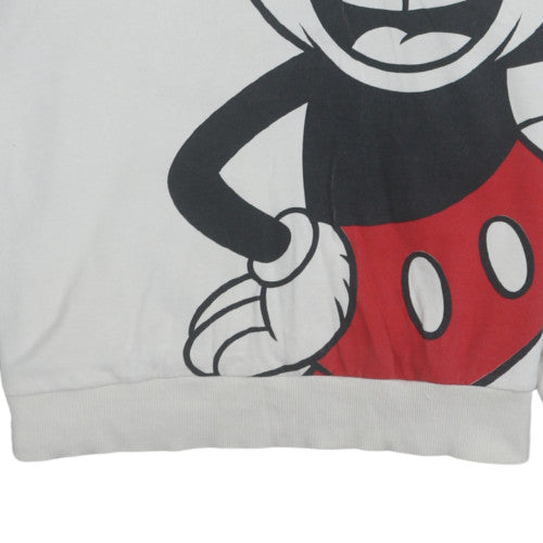 Disney 100 George Womens White Mickey Mouse Hoodie XL Pullover Fleece