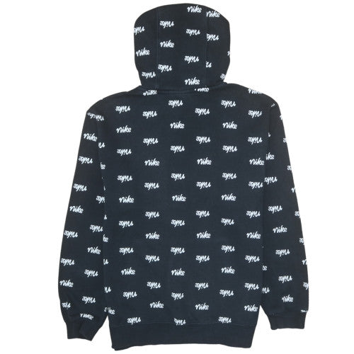 Nike Womens Black Pullover Hoodie Medium All Over Logo Print