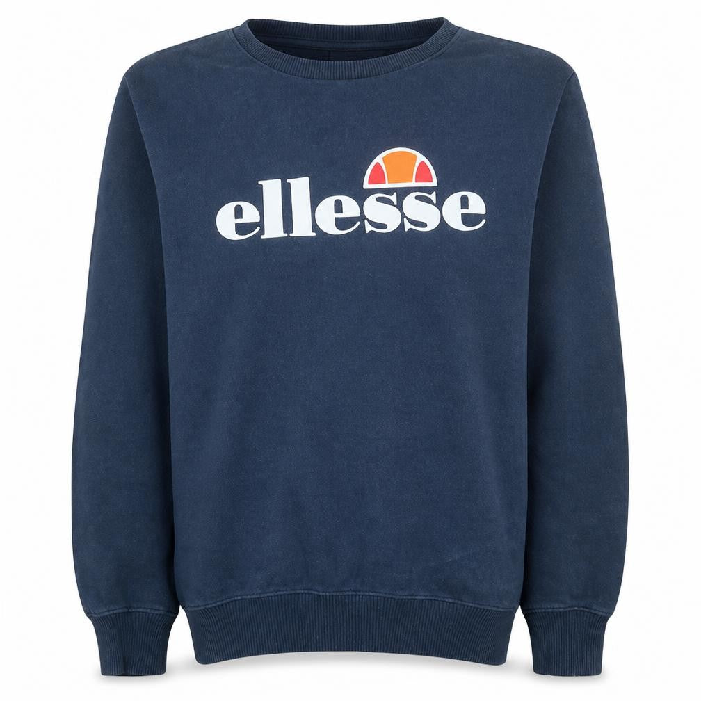 Front view of Ellesse Women's Navy Blue Crew Neck Pullover Sweatshirt UK 10