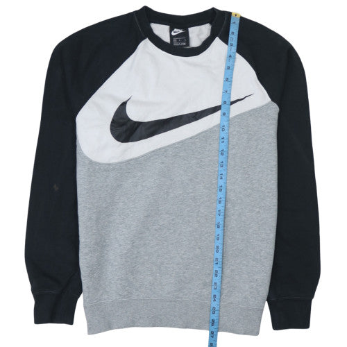 Nike Men's Grey Black Logo Crew Neck Pullover Sweatshirt M