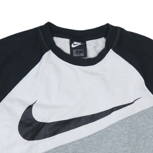 Nike Men's Grey Black Logo Crew Neck Pullover Sweatshirt M