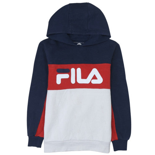 FILA Boys Multicoloured Pullover Hoodie 13-15 Years Colourblock Logo Sweatshirt