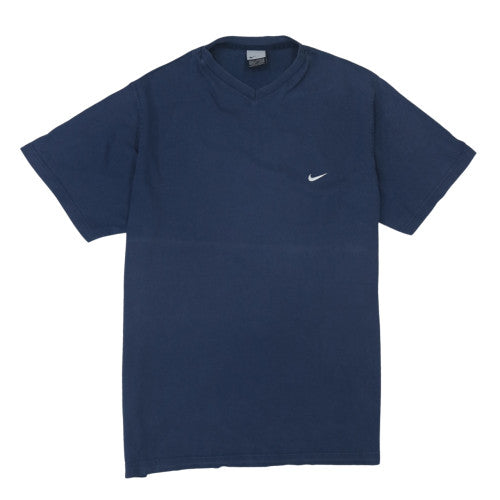 Nike Men's Navy Blue V-Neck Short Sleeve Cotton T-Shirt Size L