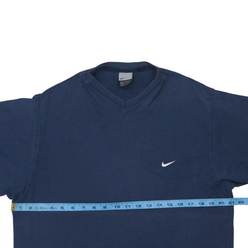 Nike Men's Navy Blue V-Neck Short Sleeve Cotton T-Shirt Size L