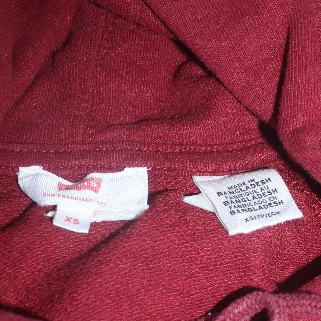 Levi's Women's Burgundy Pullover Hoodie XS Cotton Blend Casual