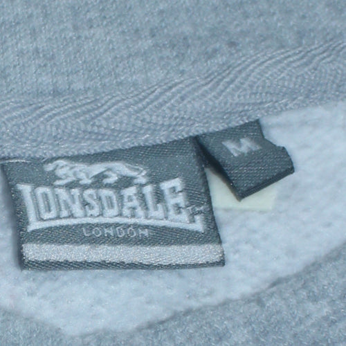 Lonsdale Men’s Grey Striped Lion Print Sweatshirt Medium Pullover